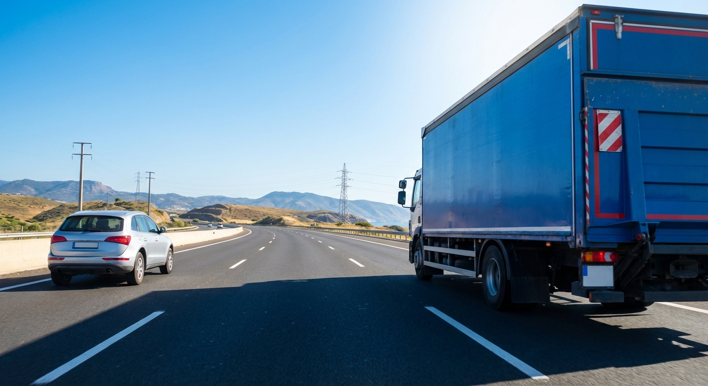 Conduce un vehículo articulado por una autopista, fuera de poblado, detrás de un camión. ¿Le está permitido adelantarlo si para realizar la maniobra se ve obligado a rebasar la velocidad de 90 km/h?