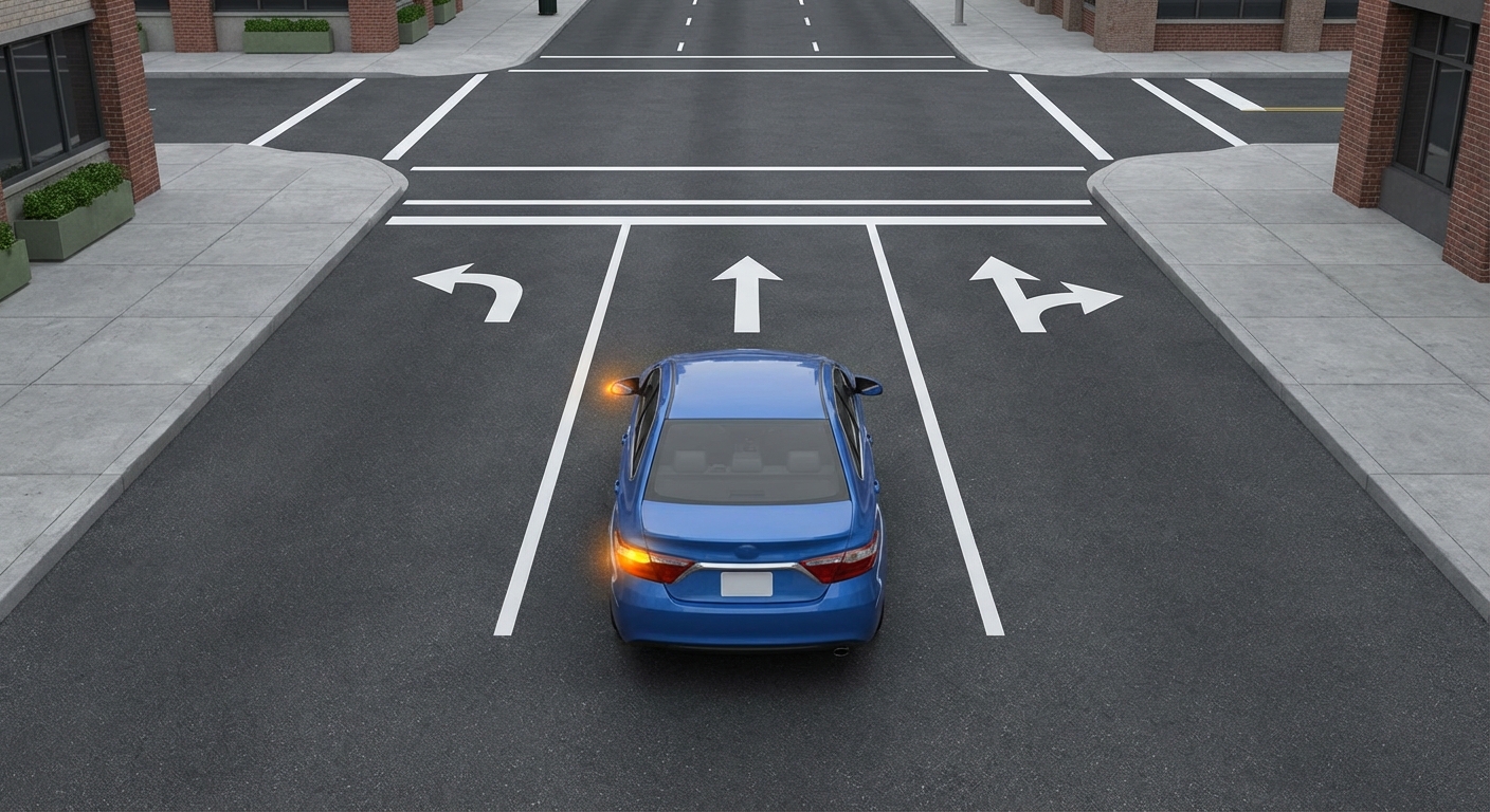 El turismo, ¿está bien situado para girar a la izquierda?