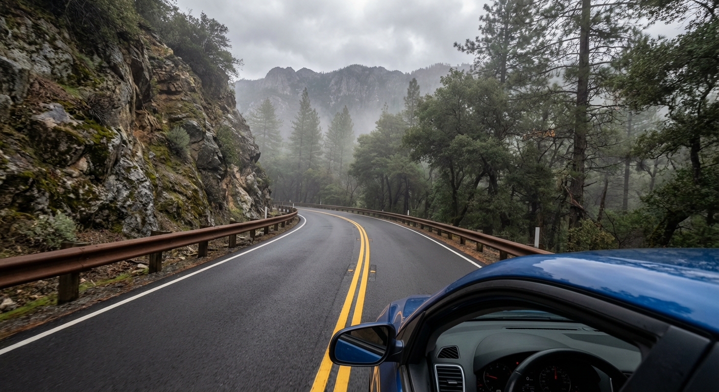 Al circular a una velocidad excesiva mientras se realiza el trazado de esta curva, ¿qué efecto podría producirse en la trayectoria del vehículo?