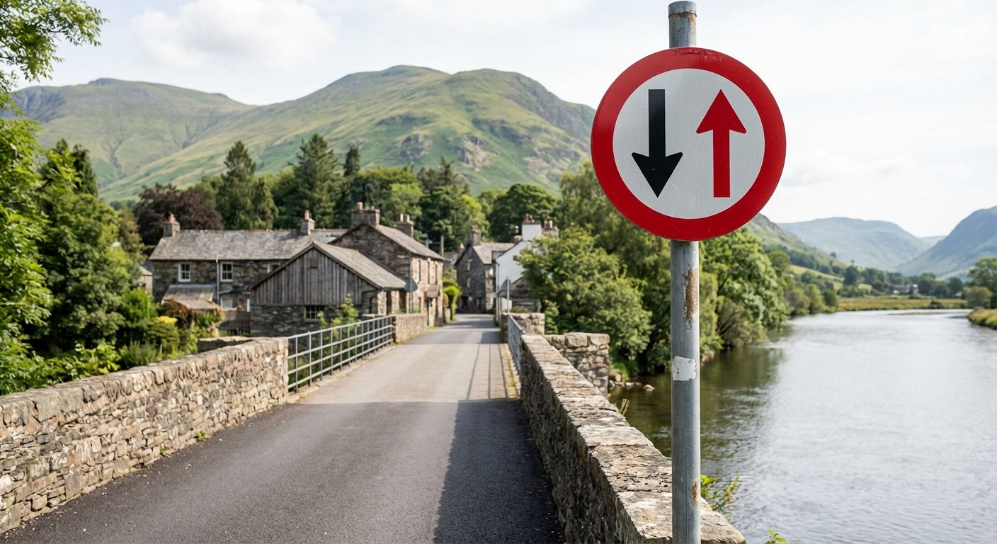 Ante la presencia de esta señalización en un estrechamiento, ¿resulta obligatorio detener la marcha para permitir el paso de un vehículo que circula en sentido opuesto?