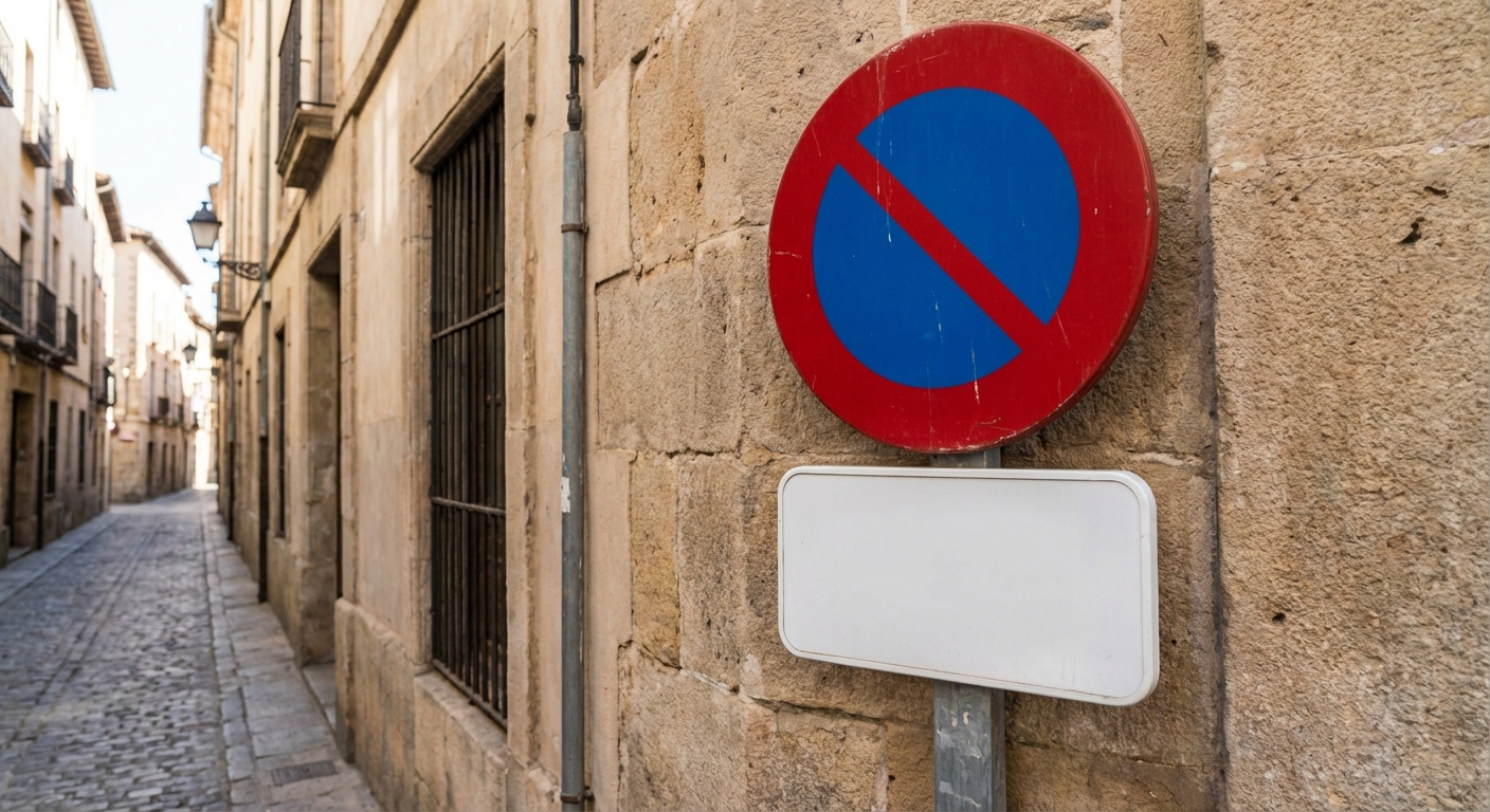 Si se encuentra con esta señal vertical un lunes a las 9:00 horas, ¿qué tipo de inmovilización del vehículo está permitida realizar a partir de su ubicación?