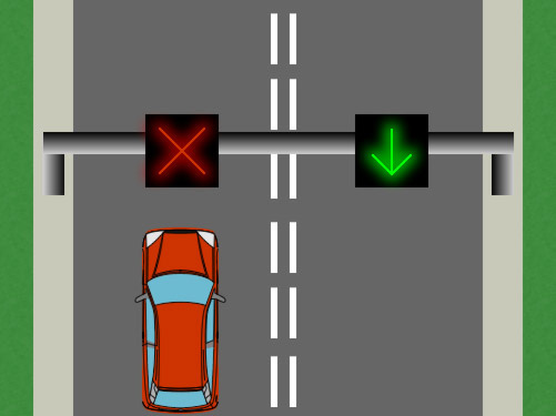 Circula por un carril y sobre él encuentra un semáforo con una luz roja en forma de aspa, ¿qué significa?