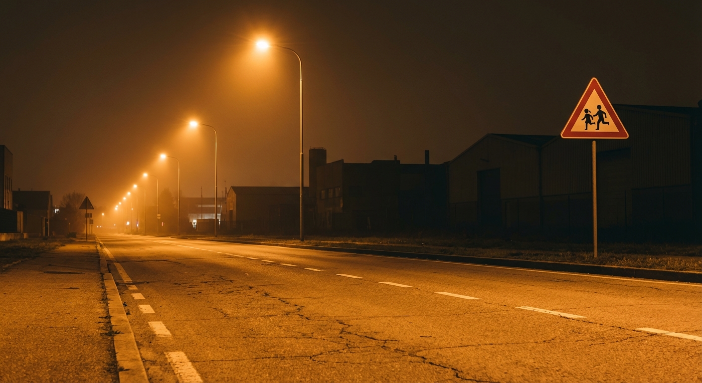 En esta travesía suficientemente iluminada, ¿con qué alumbrado debe circular en su camión?