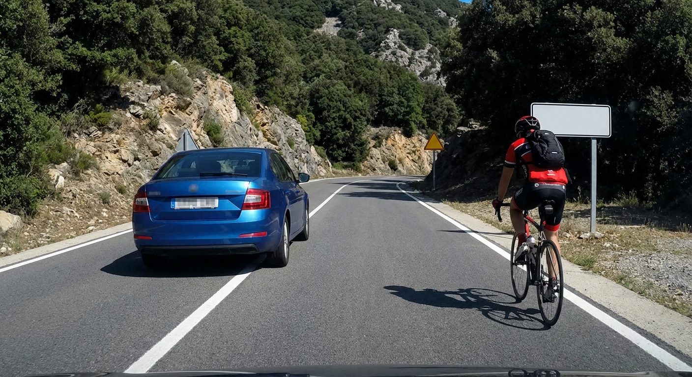 ¿Es correcto el adelantamiento que efectúa el turismo a la bicicleta?