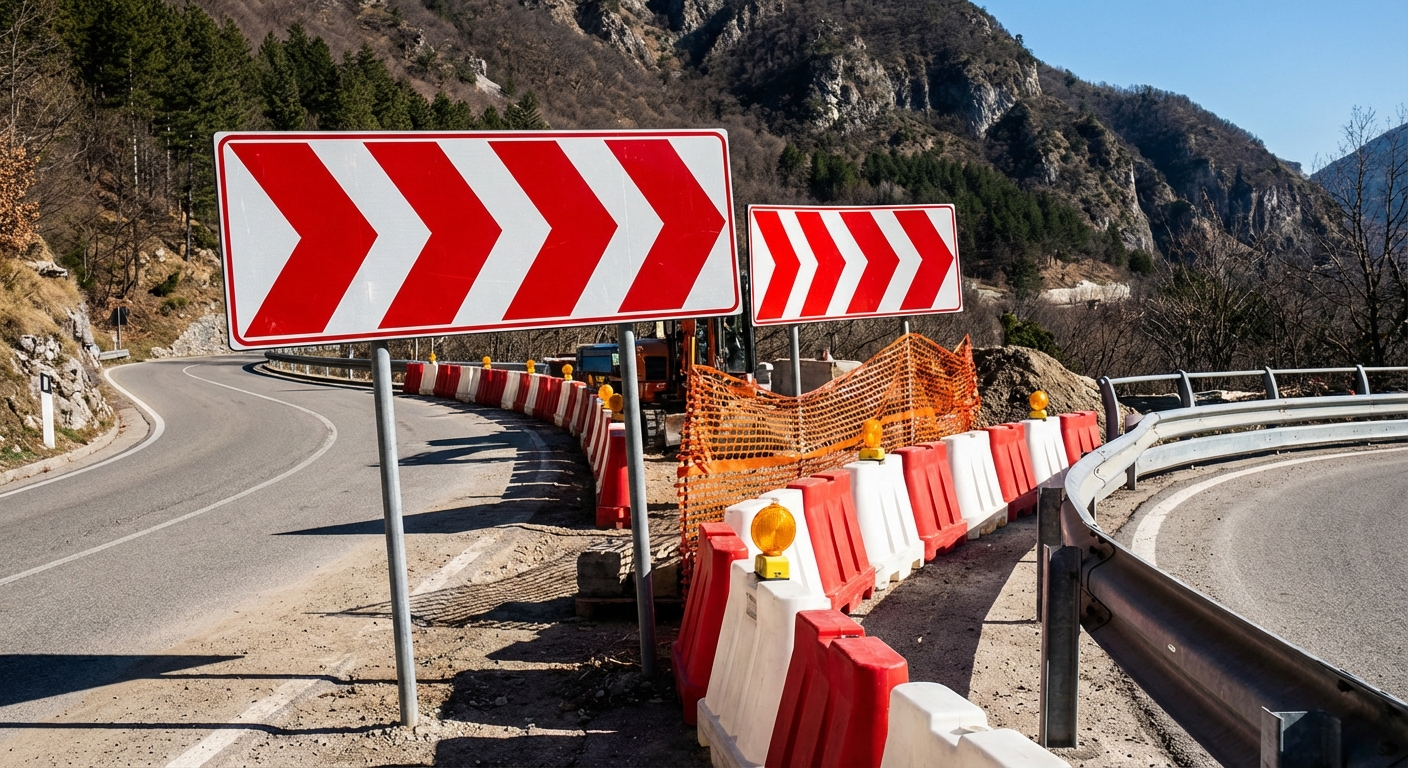 ¿Qué mensaje transmite al conductor un panel direccional provisional situado en un tramo de vía en obras?
