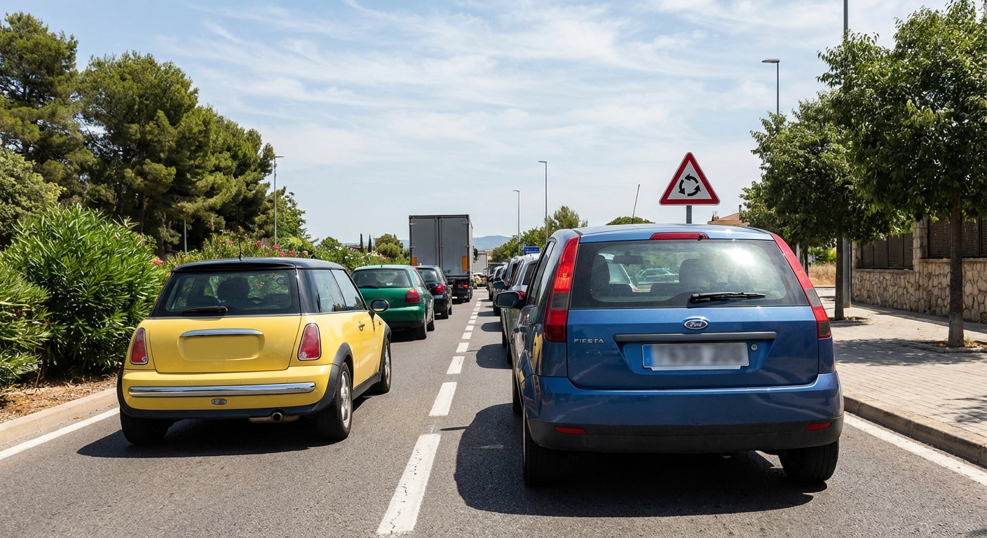 Circular por una vía con mucho tráfico...