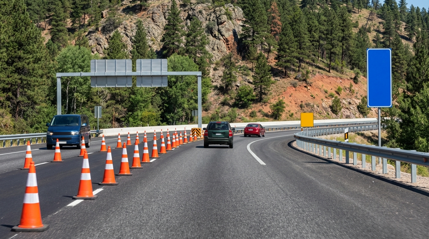 Los conos en la calzada, le indican...
