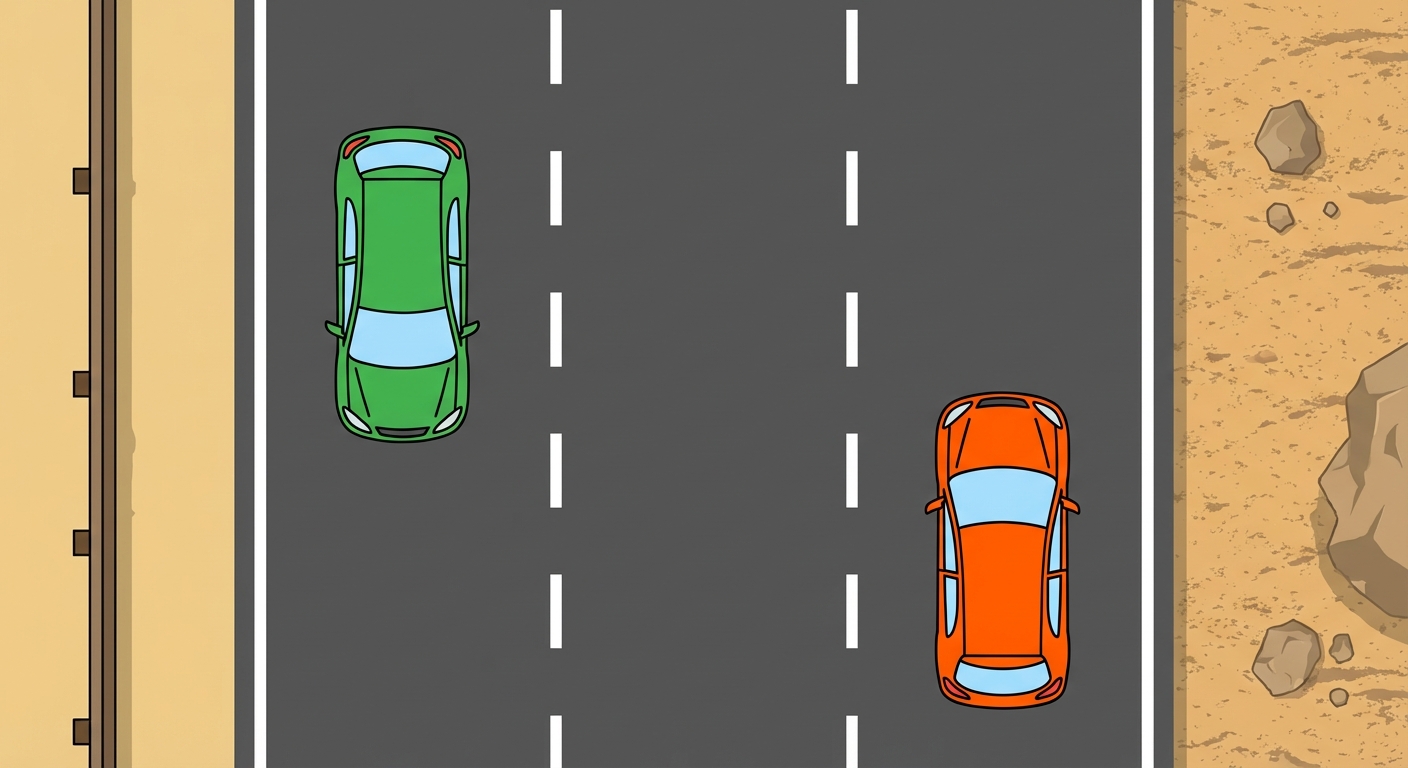 En una calzada de doble sentido y tres carriles delimitados por marcas longitudinales discontinuas, circulará por el carril...
