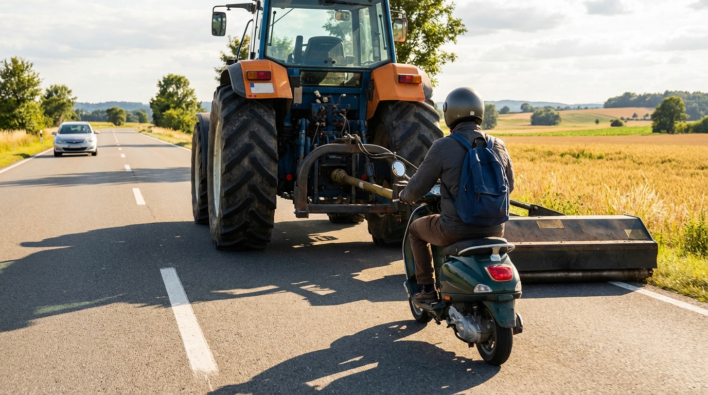 ¿Está permitido que el conductor de un ciclomotor efectúe la maniobra de adelantamiento sobre un tractor?