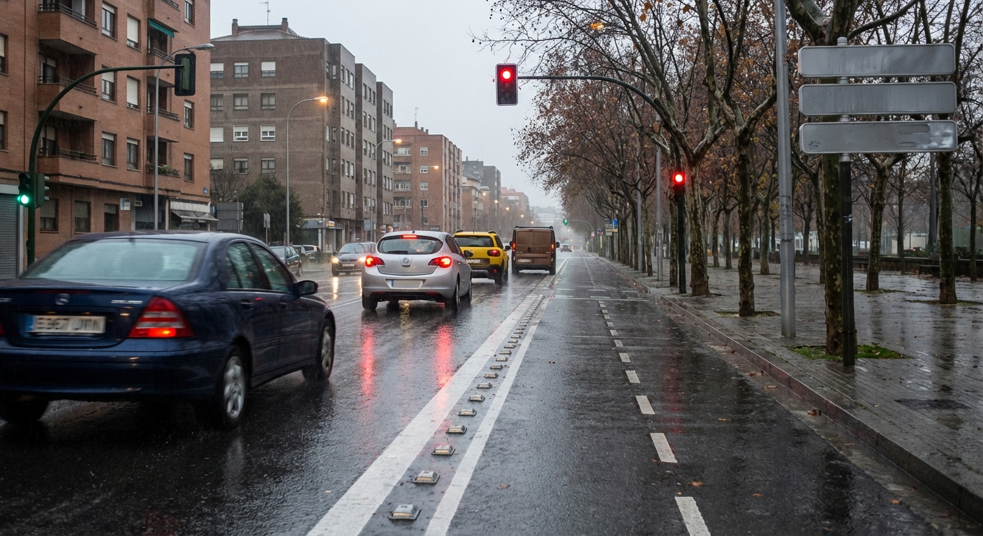 Al frenar sobre una calzada mojada, la distancia de frenado...