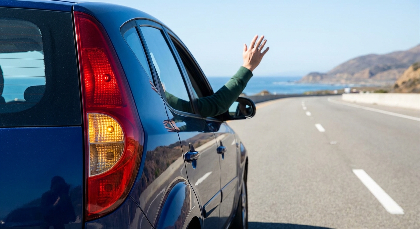 ¿Qué indica este conductor con el brazo?