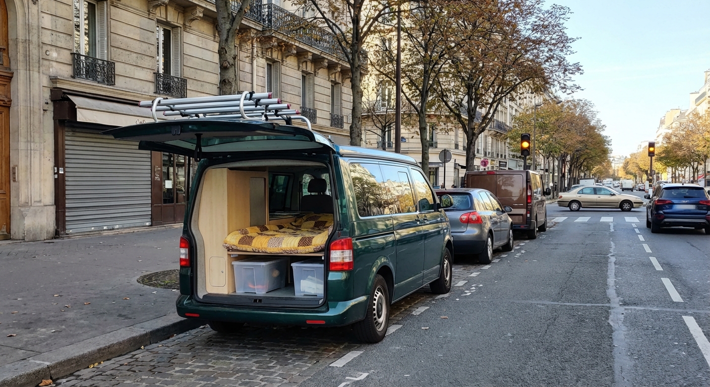 ¿Está autorizado el conductor de una furgoneta a realizar una parada en doble fila con la finalidad de efectuar una descarga?