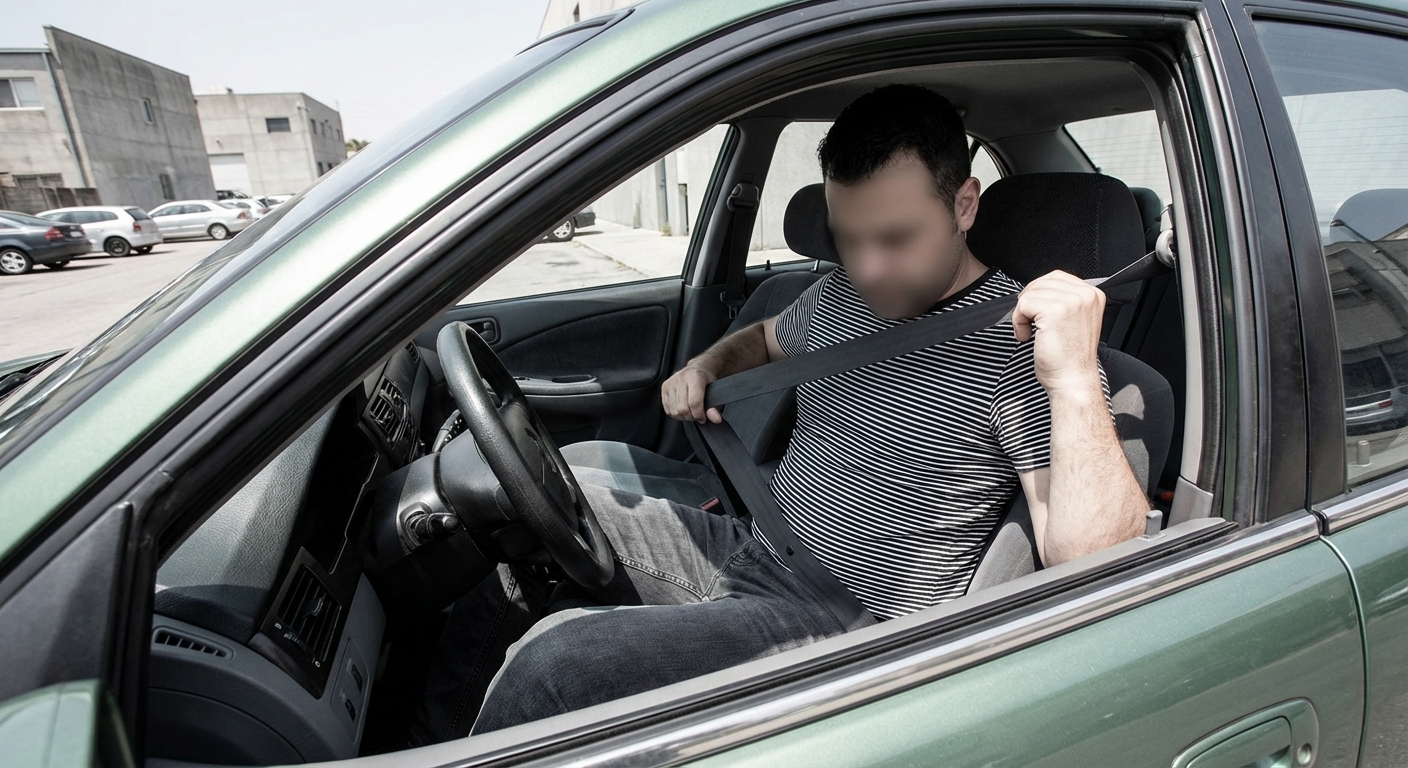 El conductor de un vehículo de reparto de mercancías. ¿Cuándo puede conducir sin cinturón?