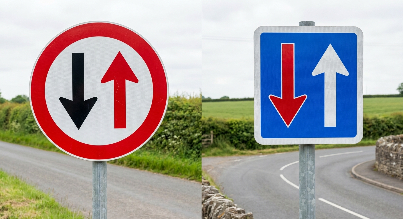 En un paso estrecho en el que no es posible el paso simultáneo de dos vehículos que se cruzan, un vehículo podrá pasar en primer lugar cuando encuentre...