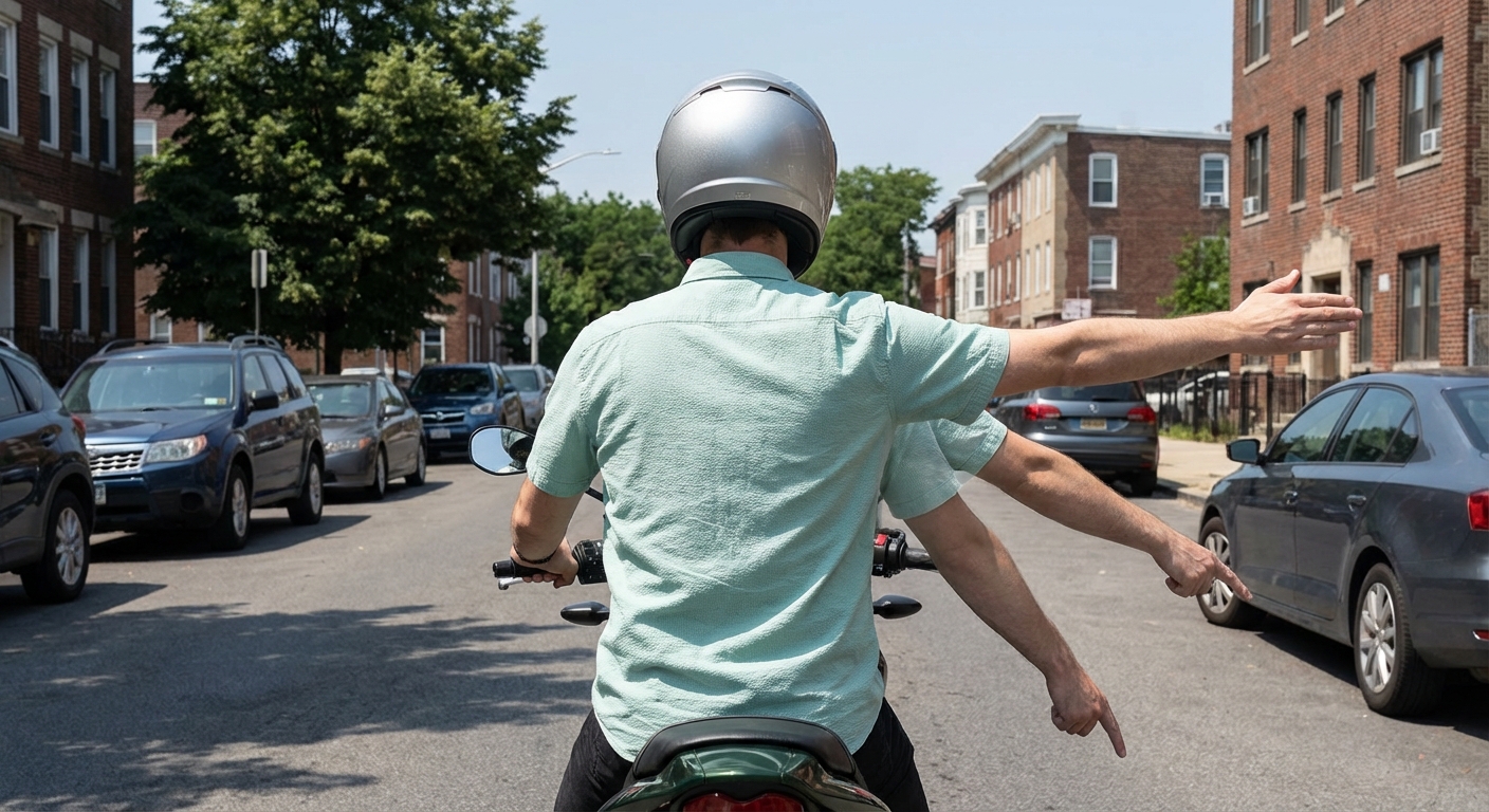 Este conductor mueve el brazo alternativamente de arriba abajo con movimientos cortos y rápidos. ¿Qué indica?