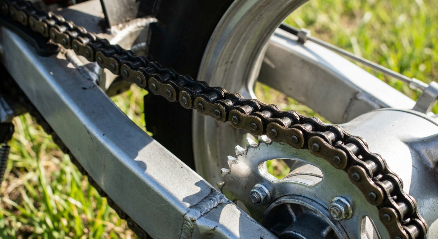 ¿Hacia qué rueda se envía la potencia del motor en una motocicleta que cuenta con una correa como elemento de transmisión?