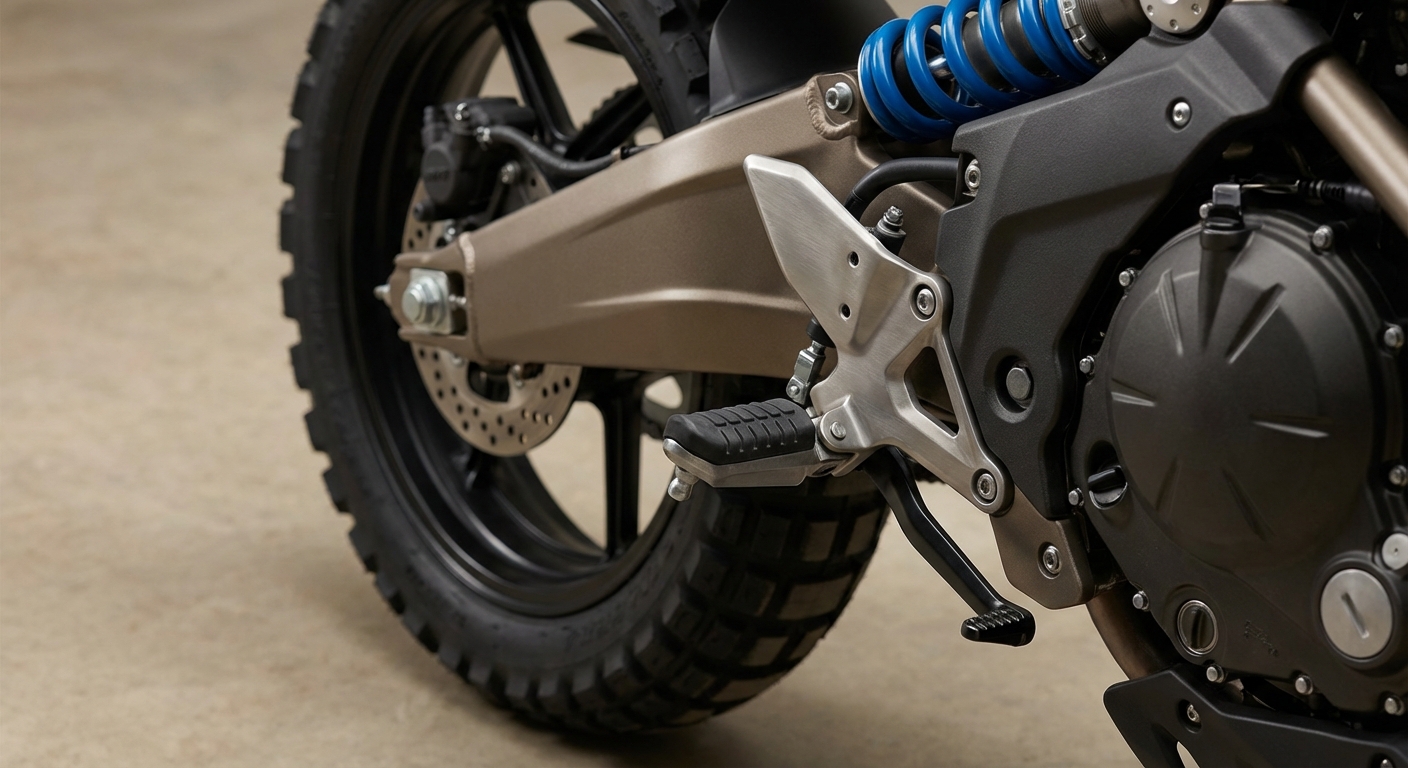 ¿En qué rueda se ejerce la fuerza de frenado al accionar el pedal de freno de una motocicleta?