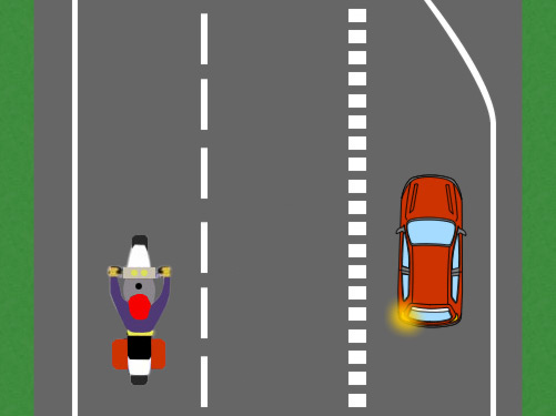 El conductor de la motocicleta se ha apartado al carril izquierdo de la autovía para facilitar la incorporación del vehículo que circula por el carril de aceleración, ¿es correcto?