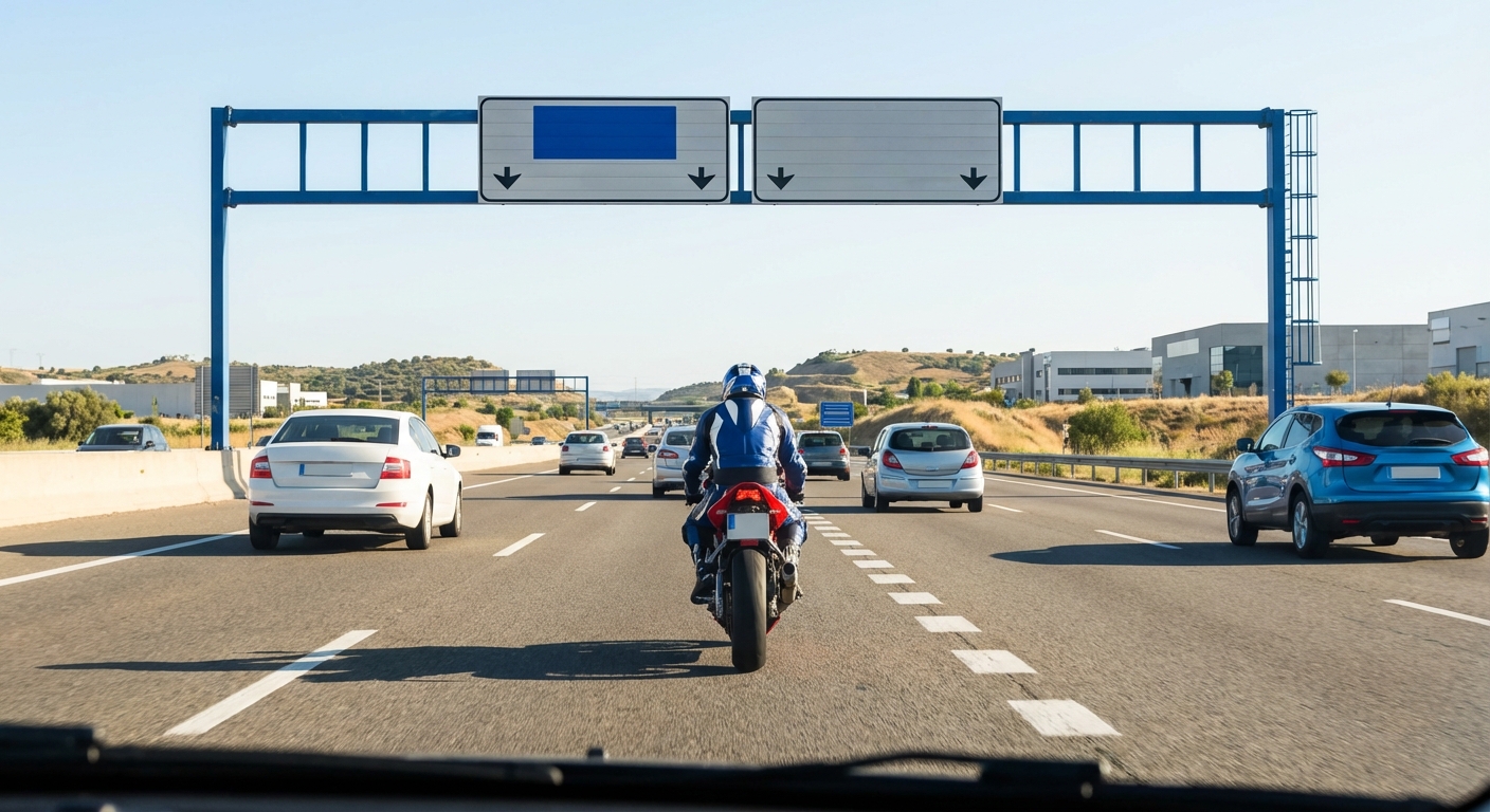 ¿Se considera que una motocicleta circula de manera reglamentaria por el carril central de una autovía si no tiene la intención de efectuar un adelantamiento?