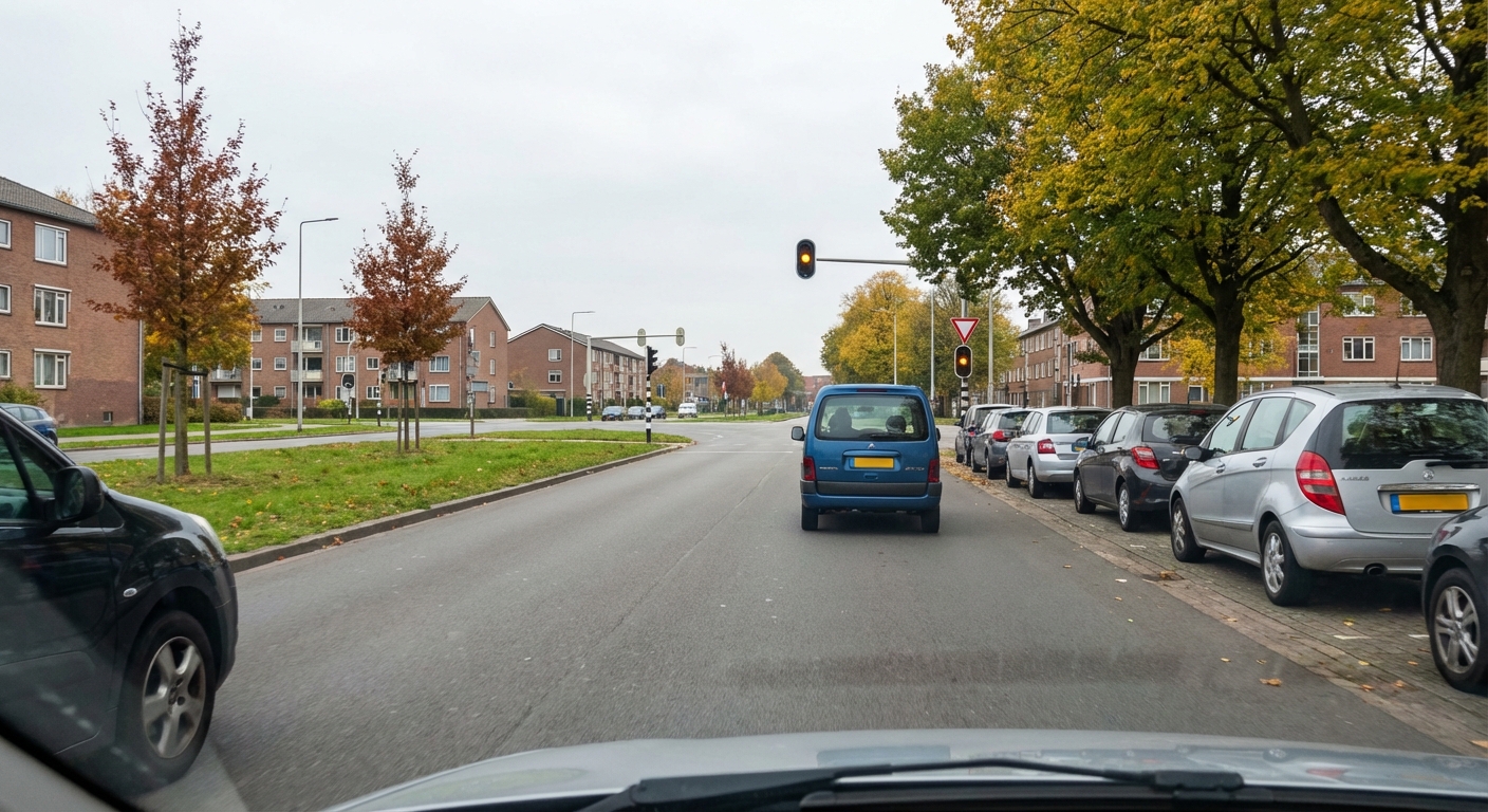 En una calzada dentro de poblado, si los carriles no están delimitados por marcas longitudinales, podrá circular por ...