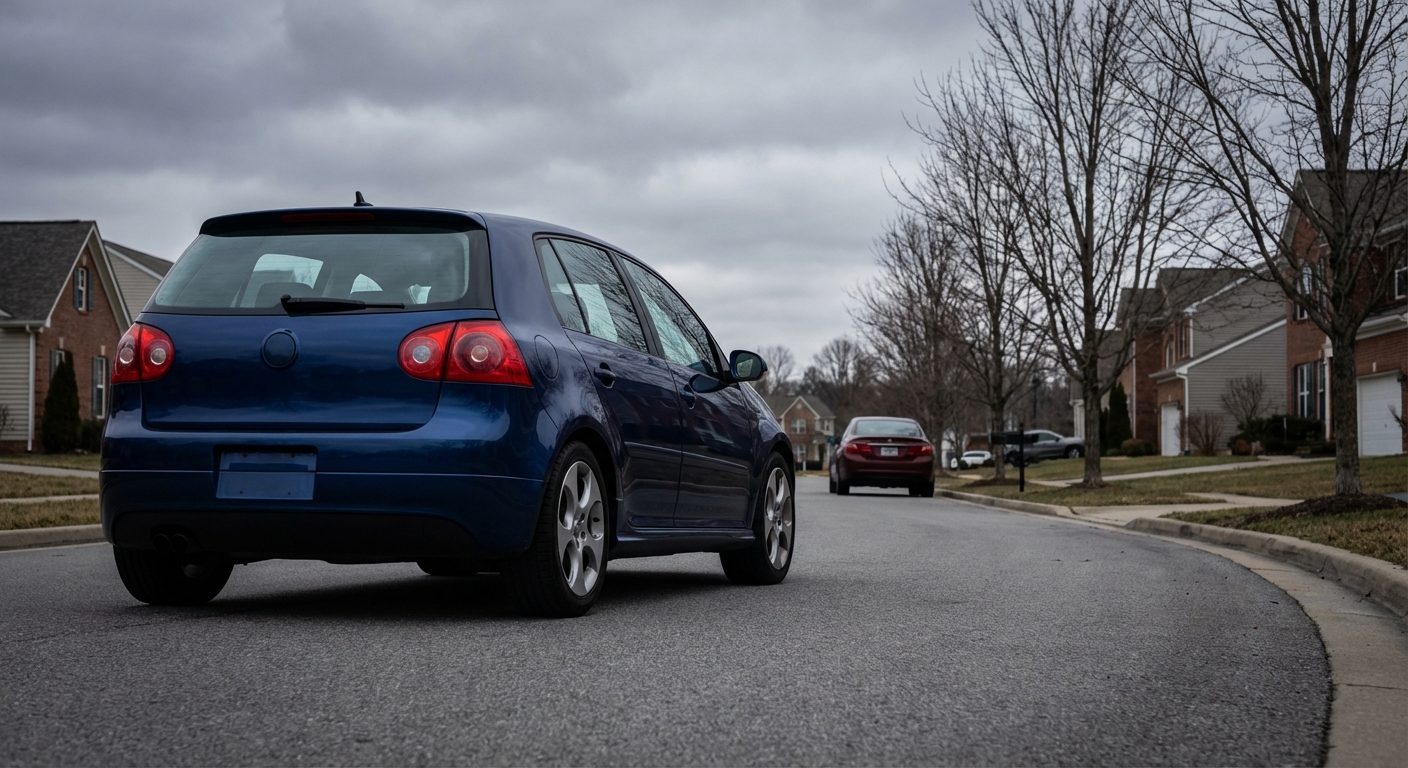 Si circula por una vía en poblado y tiene la intención de realizar un adelantamiento por la derecha a un turismo que no dispone de espejo retrovisor en ese costado, ¿cómo debe actuar ante esta situación?