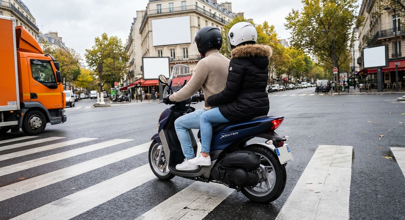 Al conducir una motocicleta, ¿de qué manera se debe franquear una marca vial o una inscripción situada sobre el pavimento?