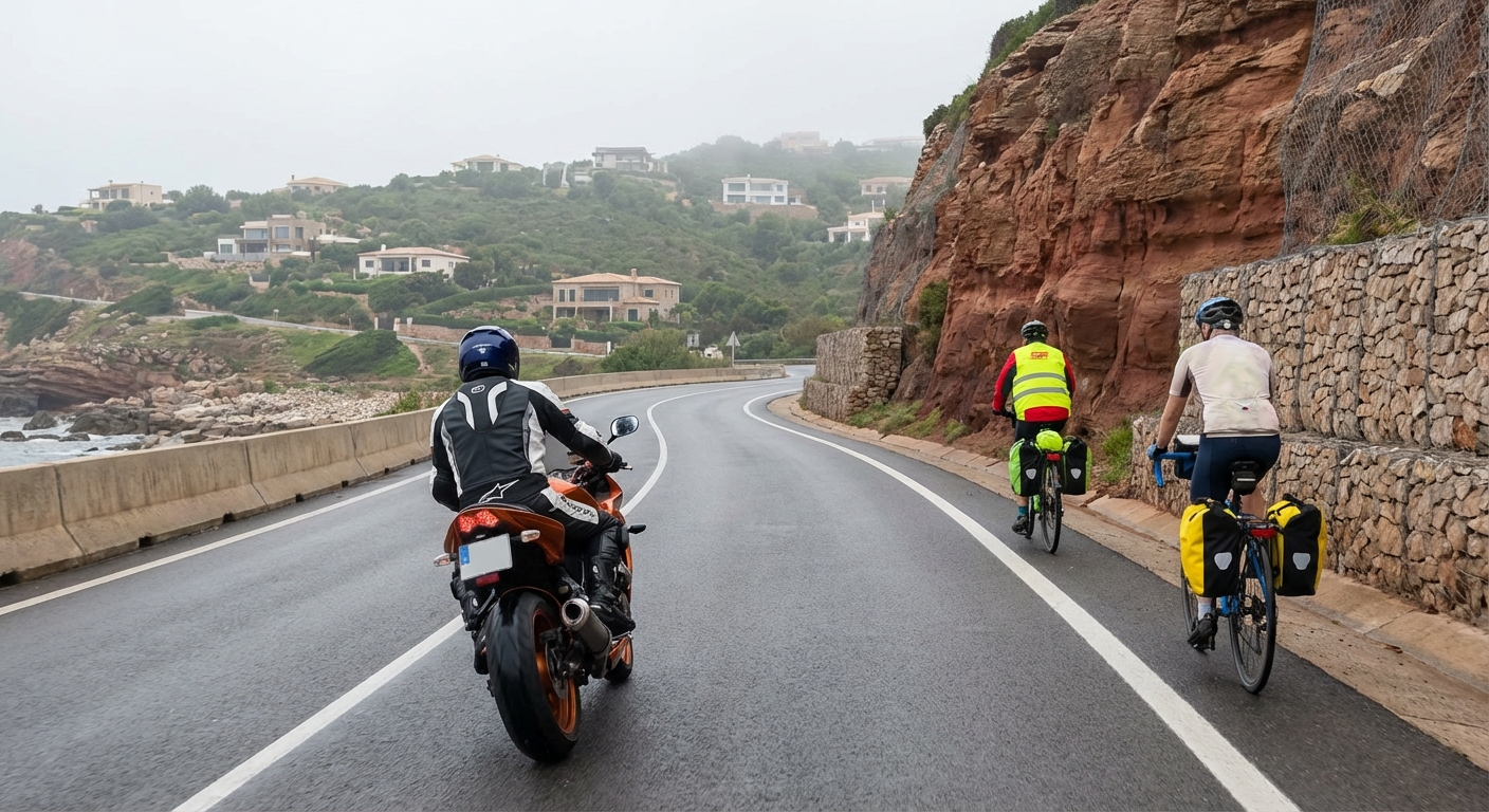 Al realizar un adelantamiento a un conjunto de ciclistas en una vía fuera de poblado, ¿qué distancia mínima de separación lateral debe dejar obligatoriamente el conductor de una motocicleta?