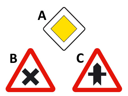 En un cruce, ¿cuál de estas señales obliga a ceder el paso a otros vehículos?