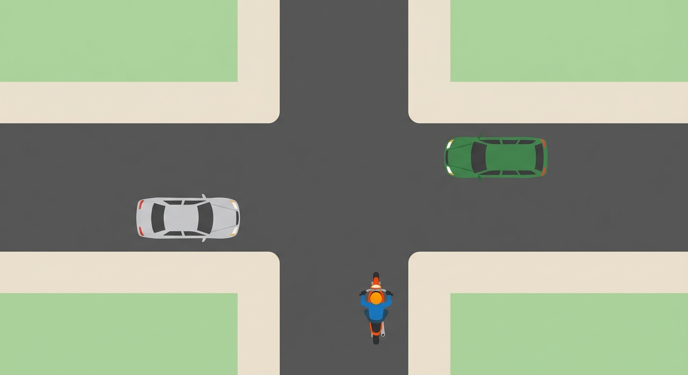 En este cruce, el ciclomotor cederá el paso...