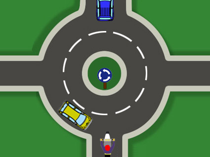 En esta glorieta, ¿qué vehículo tiene preferencia de paso?