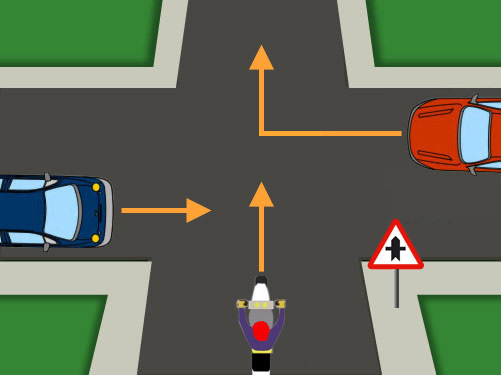 En esta intersección, ¿qué vehículo pasará en primer lugar?