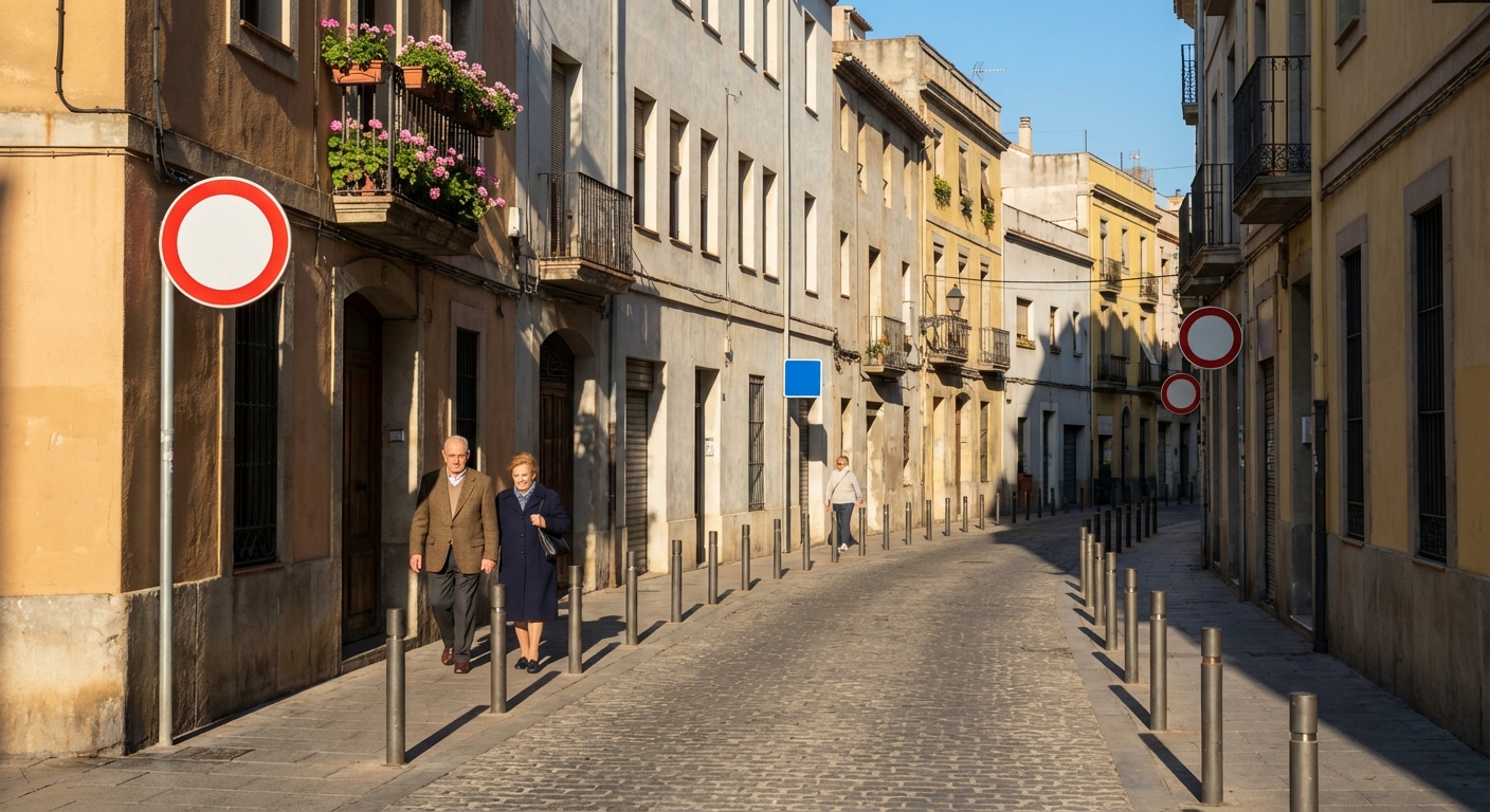 A la vista de la imagen, ¿A qué velocidad como máximo podremos circular en esta vía de sentido único con un solo carril?