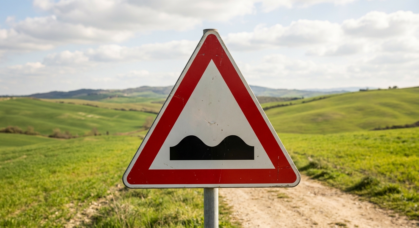 ¿Qué situación o condición específica de la vía advierte esta señalización vertical de peligro al conductor?