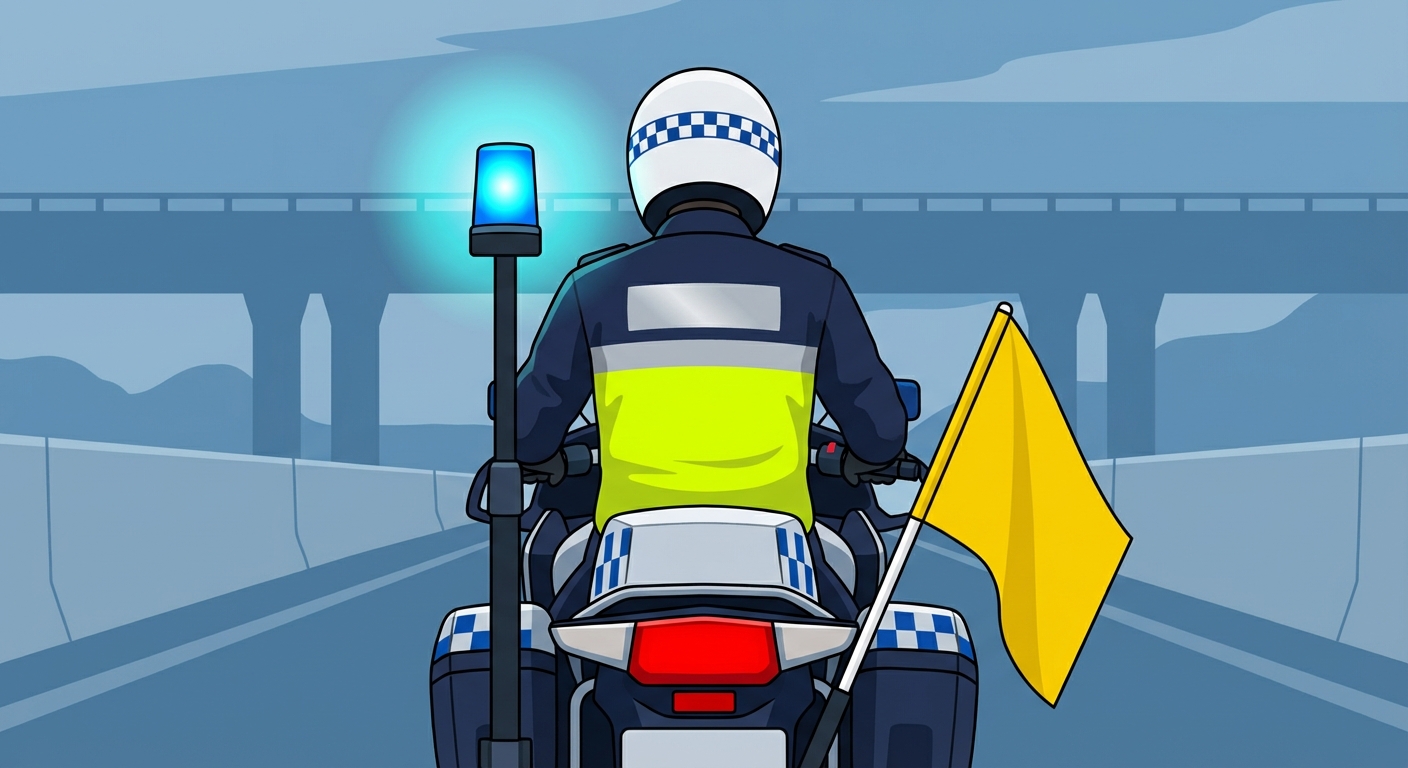 Cuando un agente de tráfico que circula delante muestra una bandera de color amarillo, ¿qué señalización está transmitiendo a los demás usuarios de la vía?