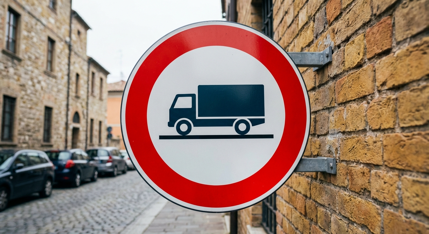 Una furgoneta que arrastra un remolque, destinados al transporte de mercancías, ¿puede entrar por una calle a cuya entrada se encuentra esta señal?