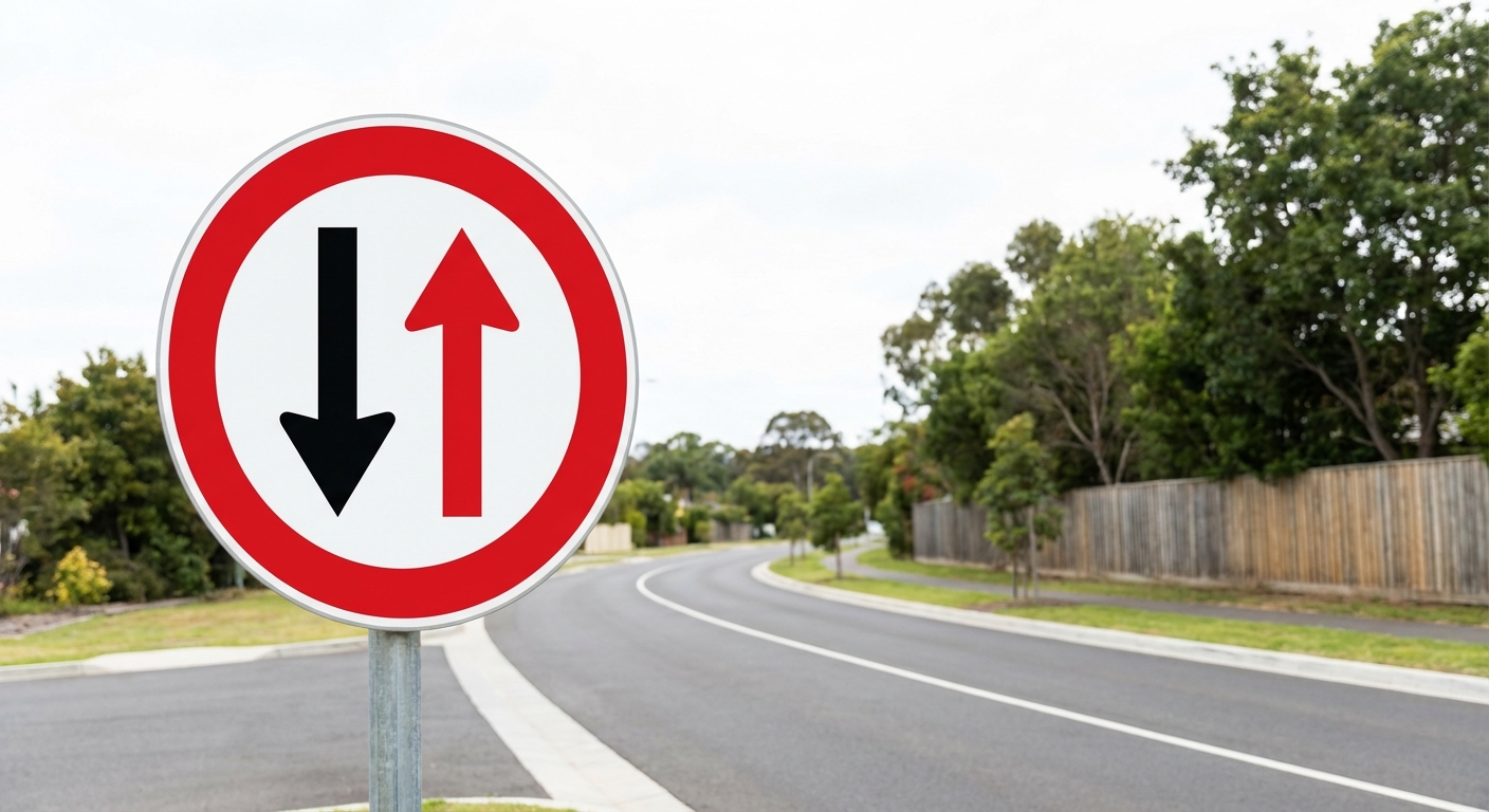 ¿Qué significado tiene esta señal vertical cuando se encuentra situada ante un estrechamiento de la calzada?