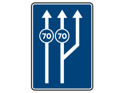 Circula con un camión de más de 3.500 kg de MMA por una vía así señalizada, ¿qué carriles puede utilizar si circula a una velocidad de 80 km/h?