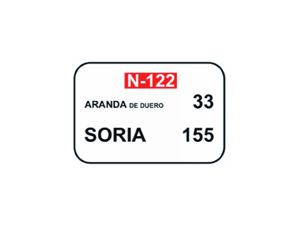 Esta señal indica los nombres y distancias en kilómetros de las poblaciones por una...